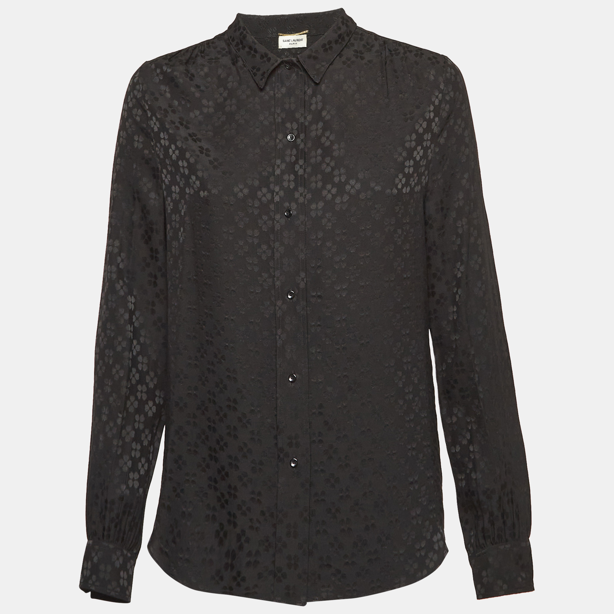 

Saint Laurent Paris Black Jacquard Silk Long Sleeve Shirt S