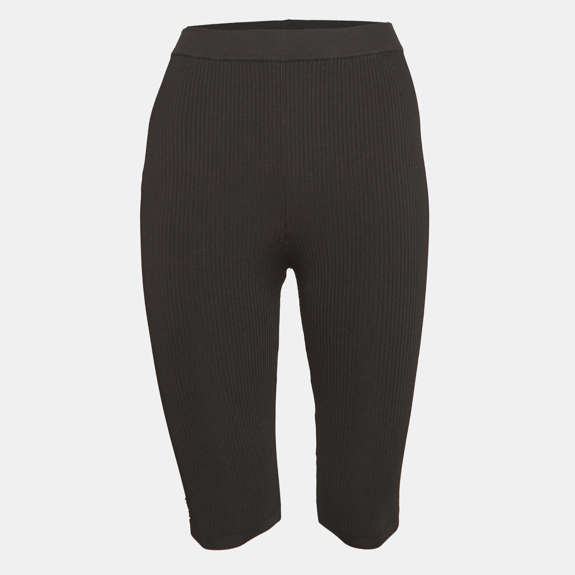 Pre-owned Saint Laurent Black Rib Knit Cropped Leggings Xs