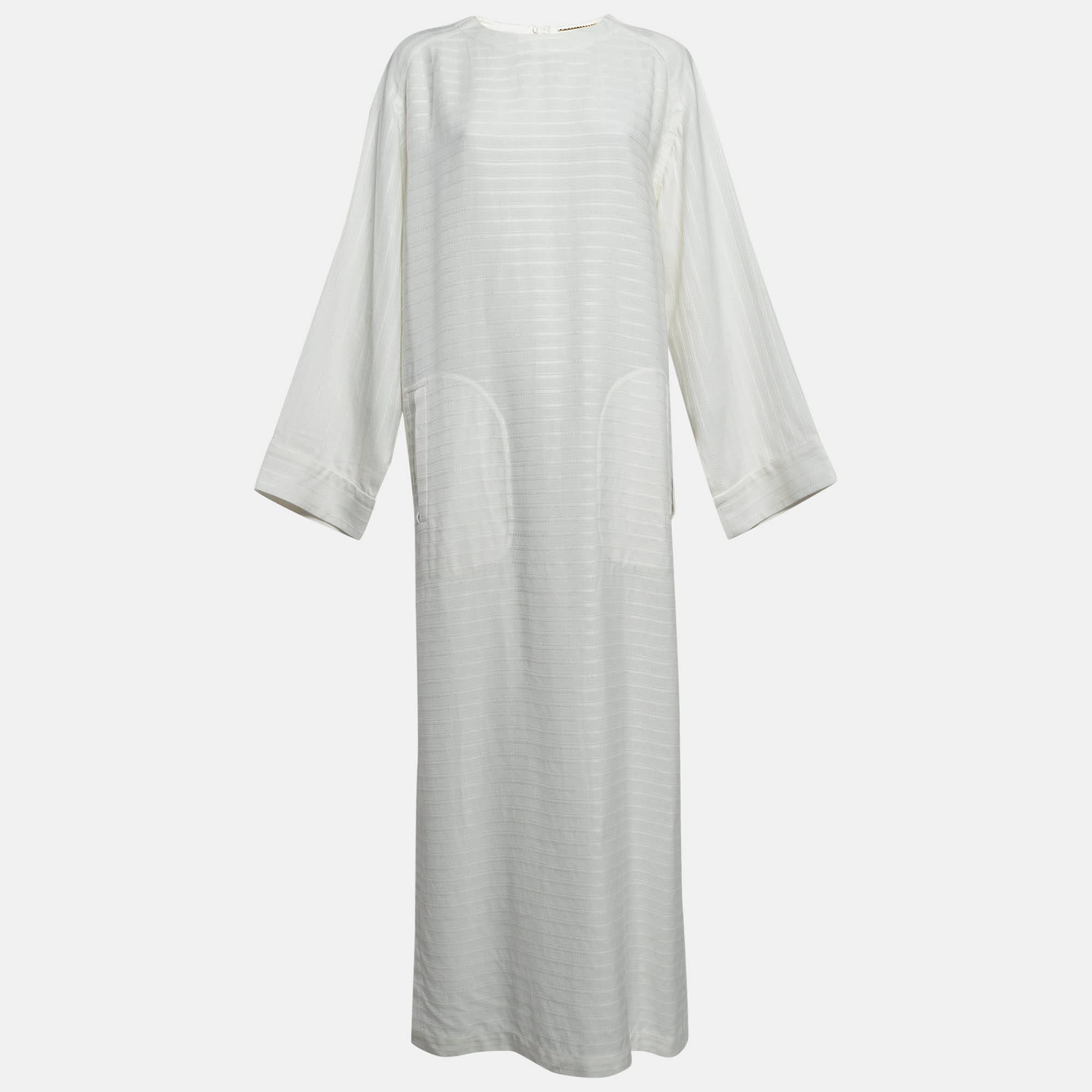 

Saint Laurent White Linen Blend Long Tent Dress XL