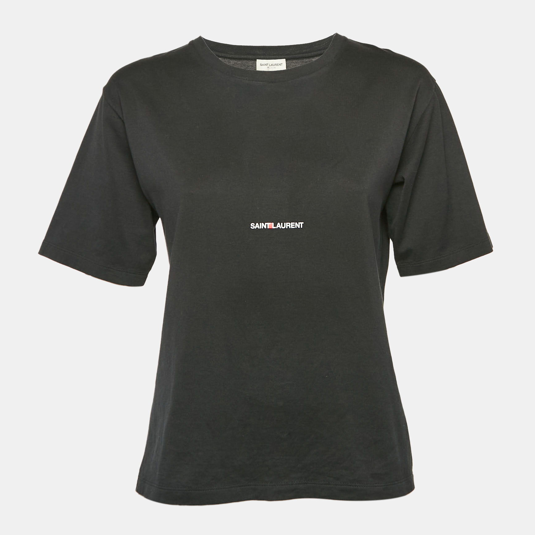 

Saint Laurent Black Cotton Logo Print T-Shirt M