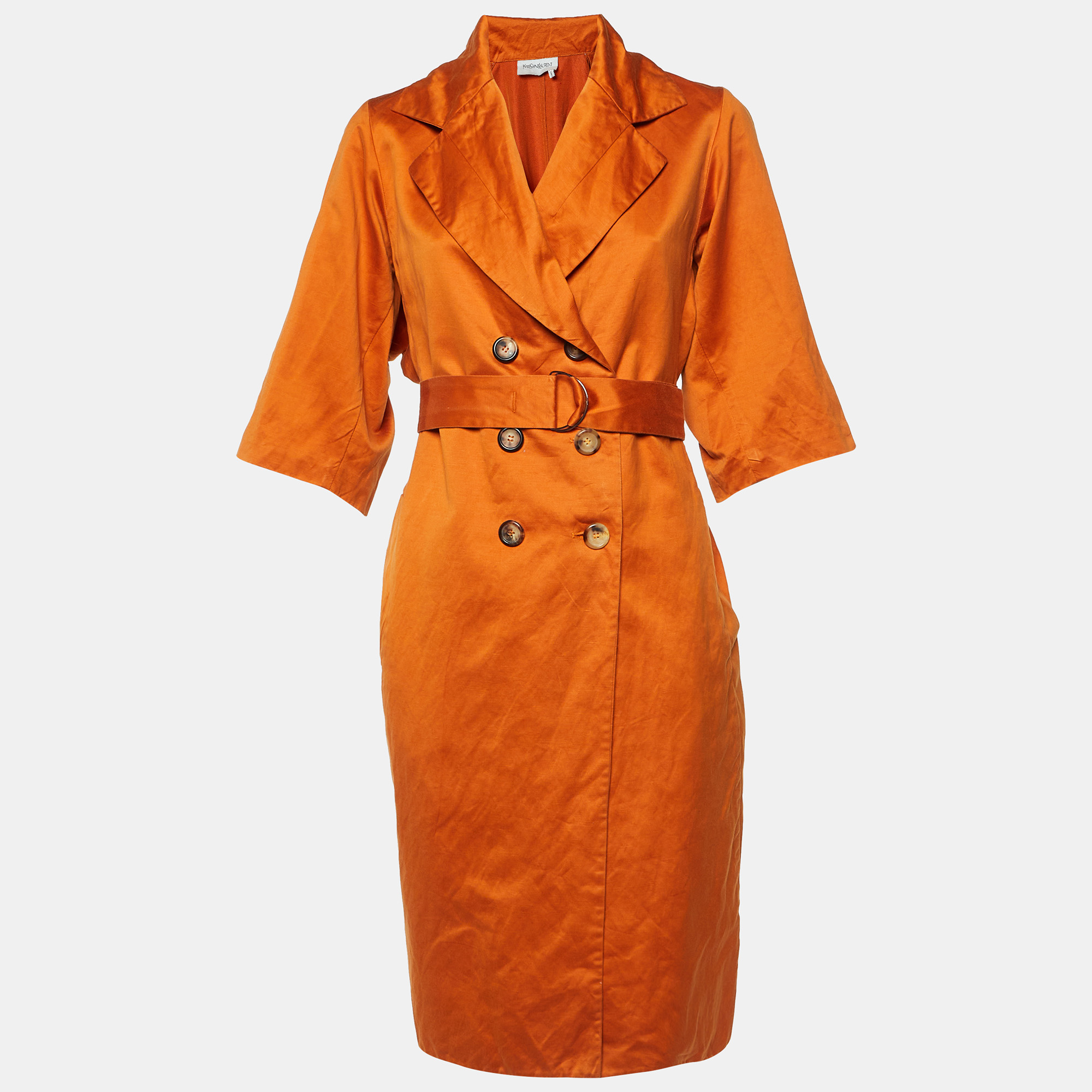 

Saint Laurent Orange Cotton Blend Trench Coat M