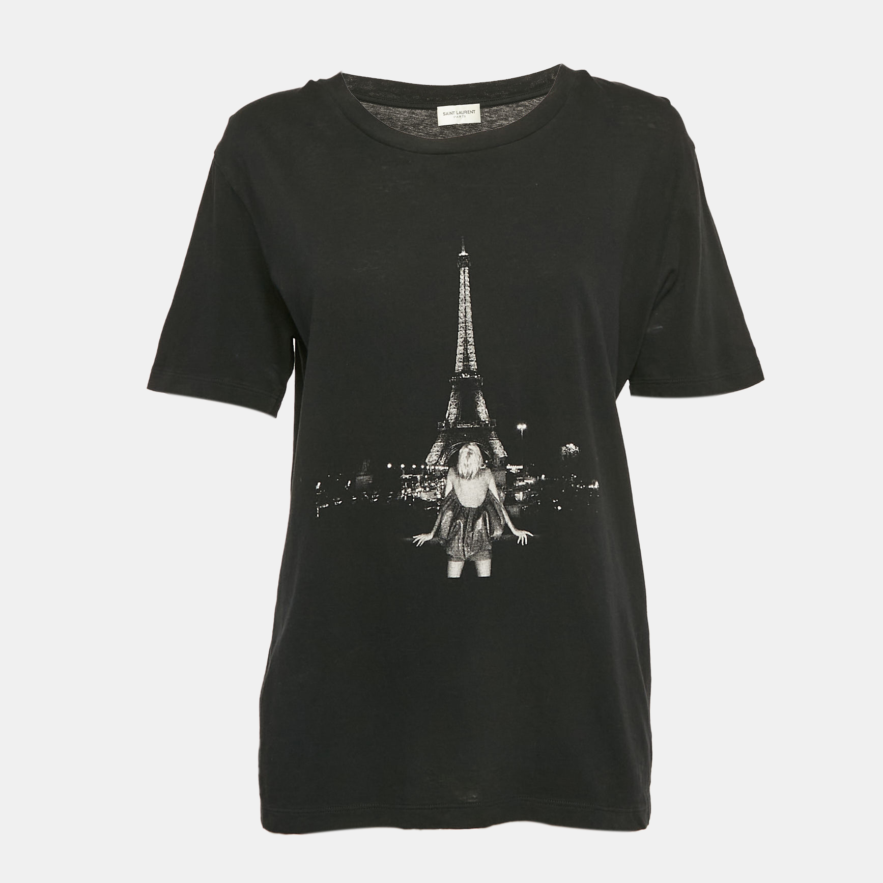 

Saint Laurent Paris Black Eiffel Tower Print Jersey T-Shirt XS