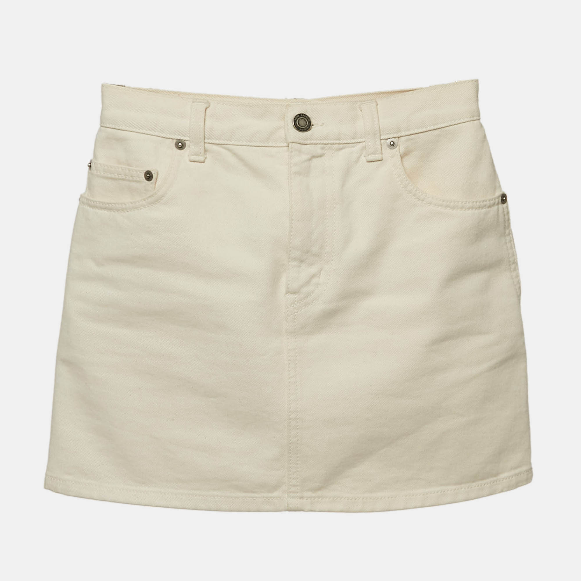 

Saint Laurent Paris Cream Denim Mini Skirt