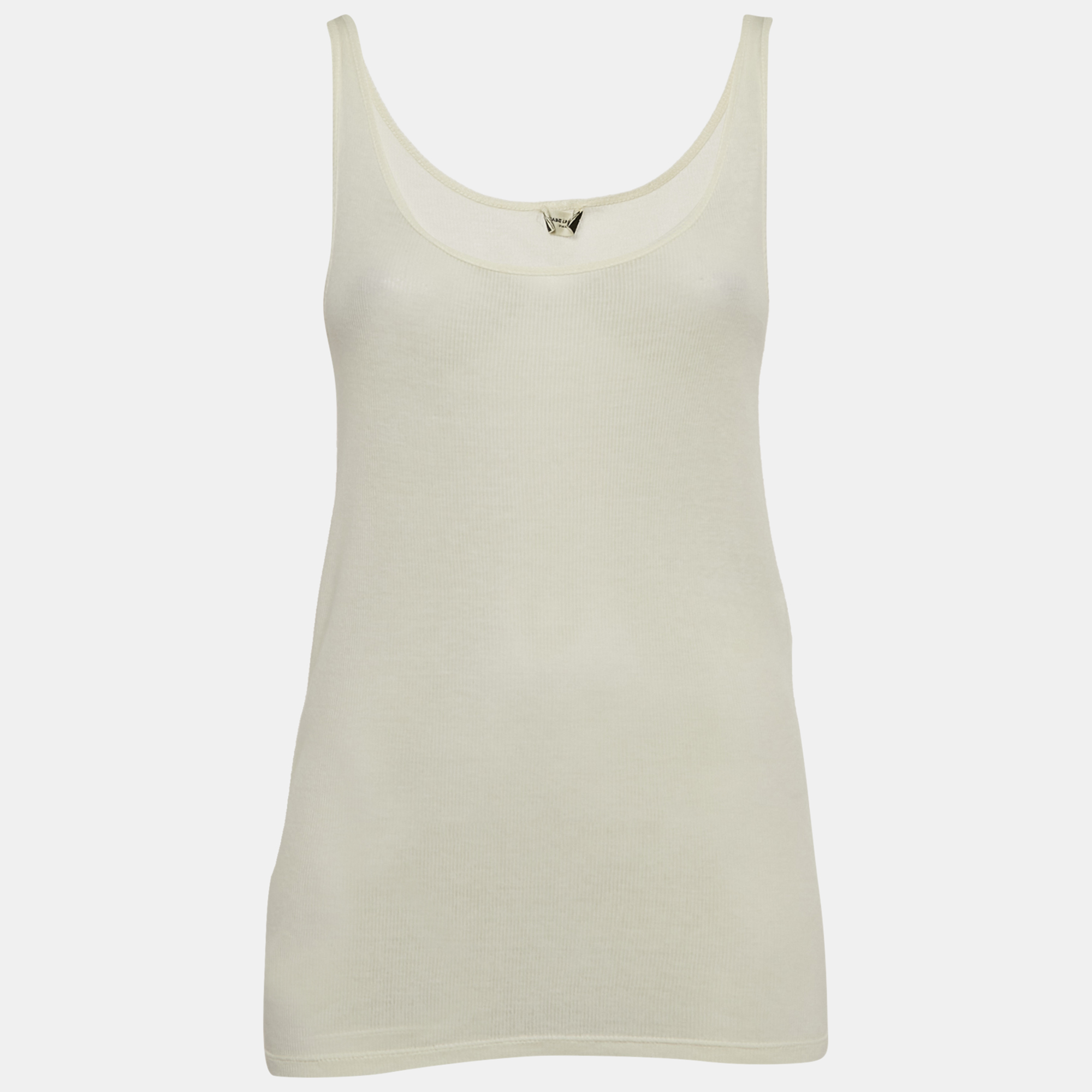 

Saint Laurent Cream Modal and Cotton Rib Knit Tank Top XS