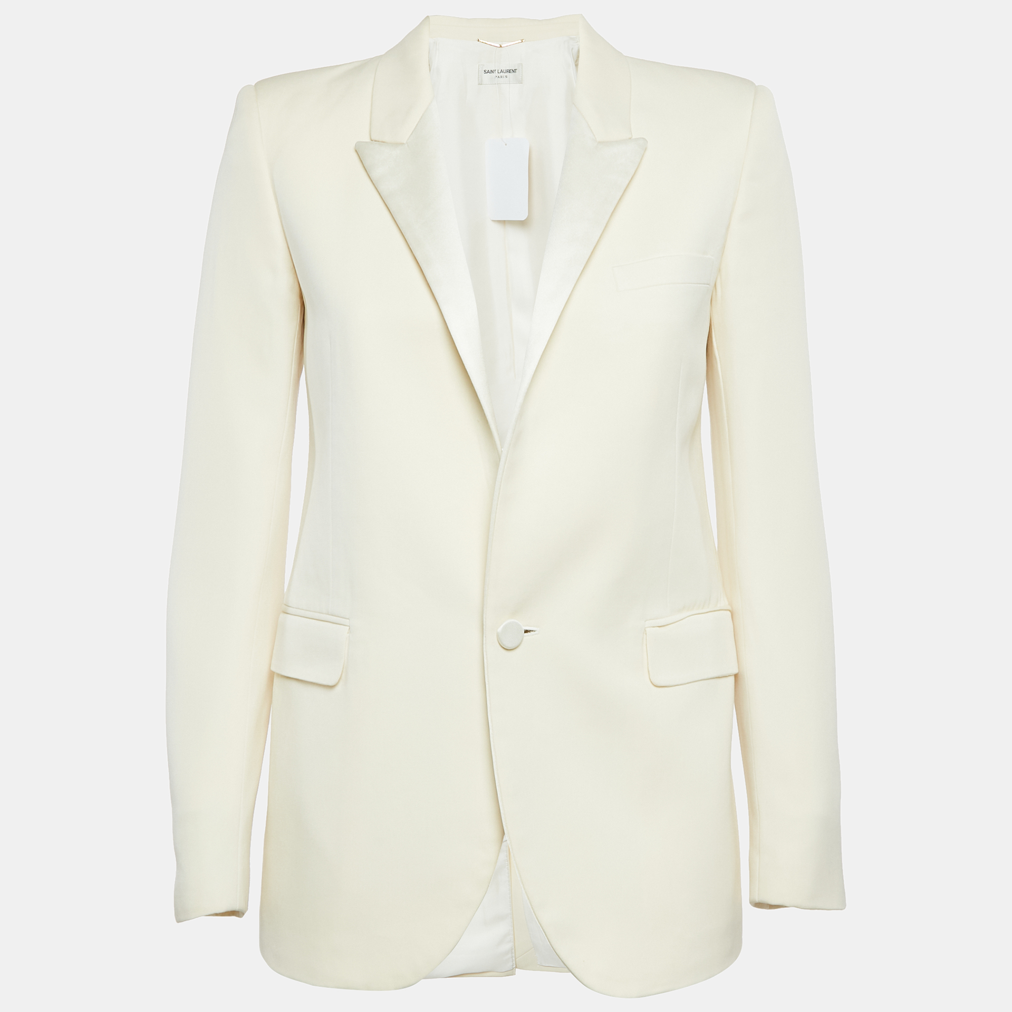 

Saint Laurent Paris Cream Wool Single-Breasted Blazer S