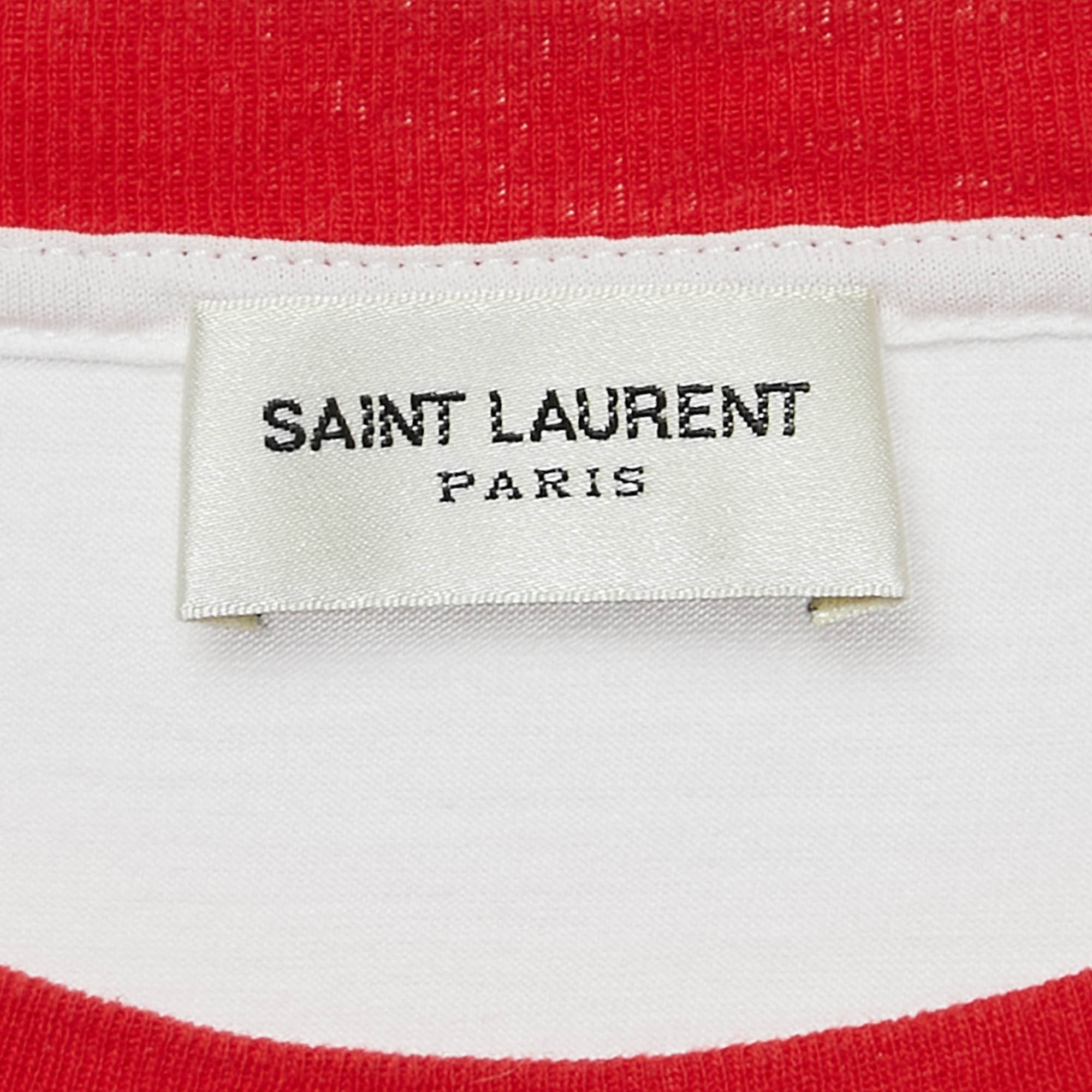 Saint Laurent White Universite Print Jersey T-Shirt S 