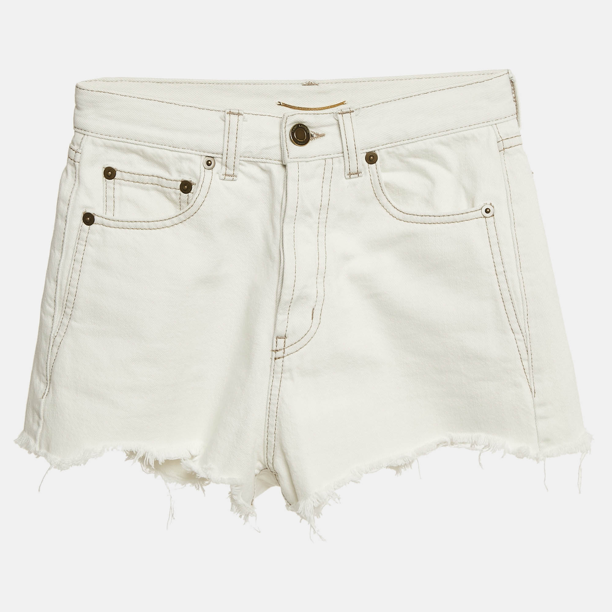 

Saint Laurent Light Grey Raw Edge Shorts XS Waist 24"