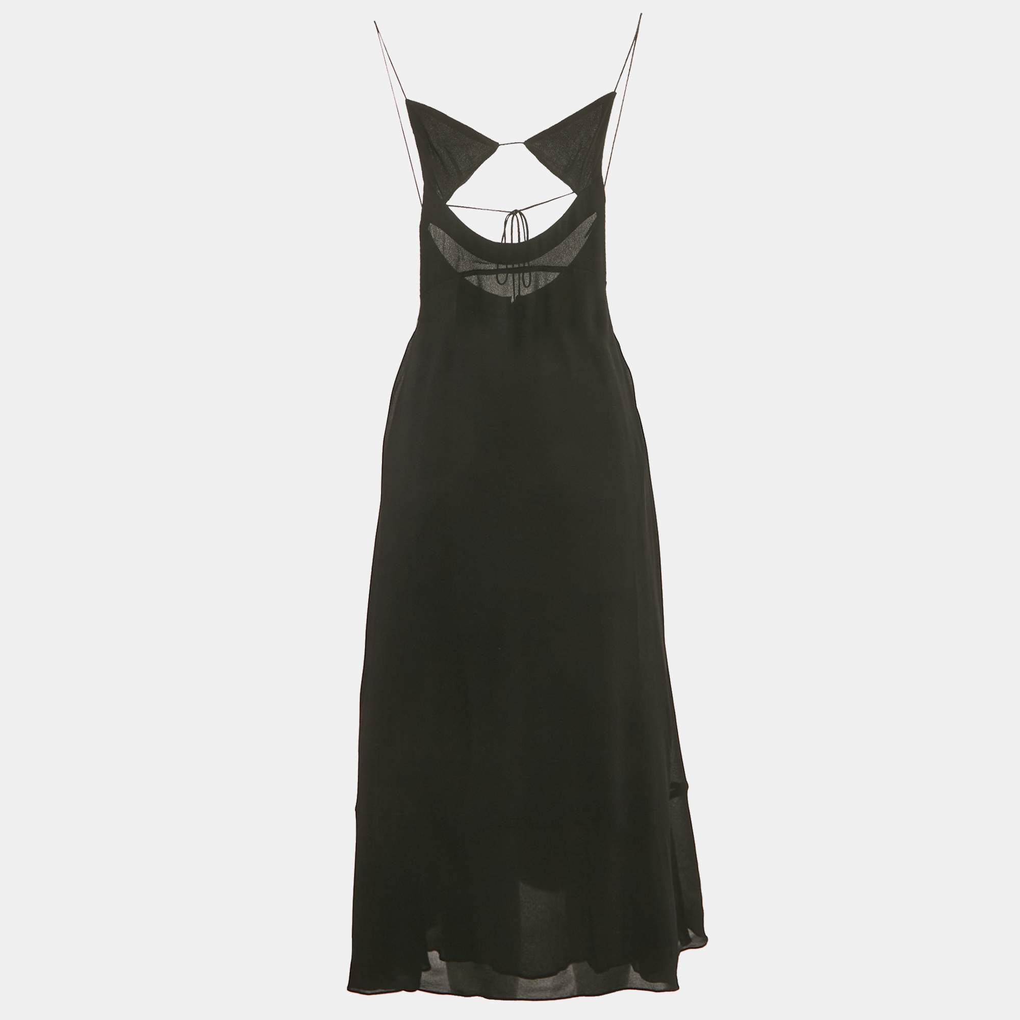 

Saint Laurent Black Crepe Cut-Out Midi Dress S