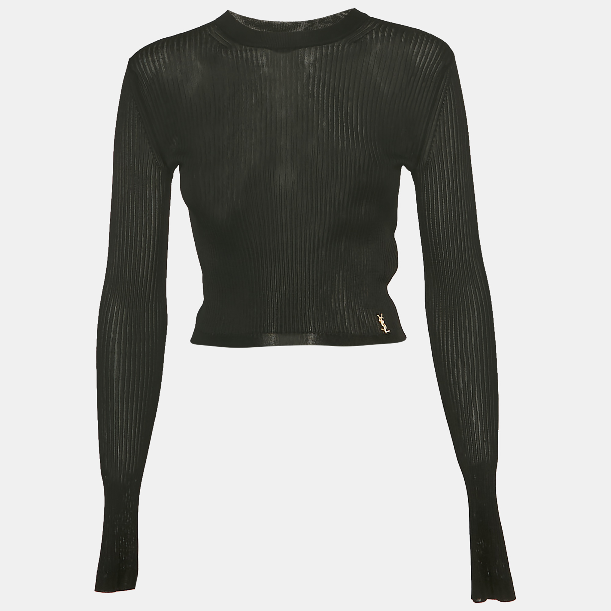 

Saint Laurent Paris Black Jersey Long Sleeve Top S