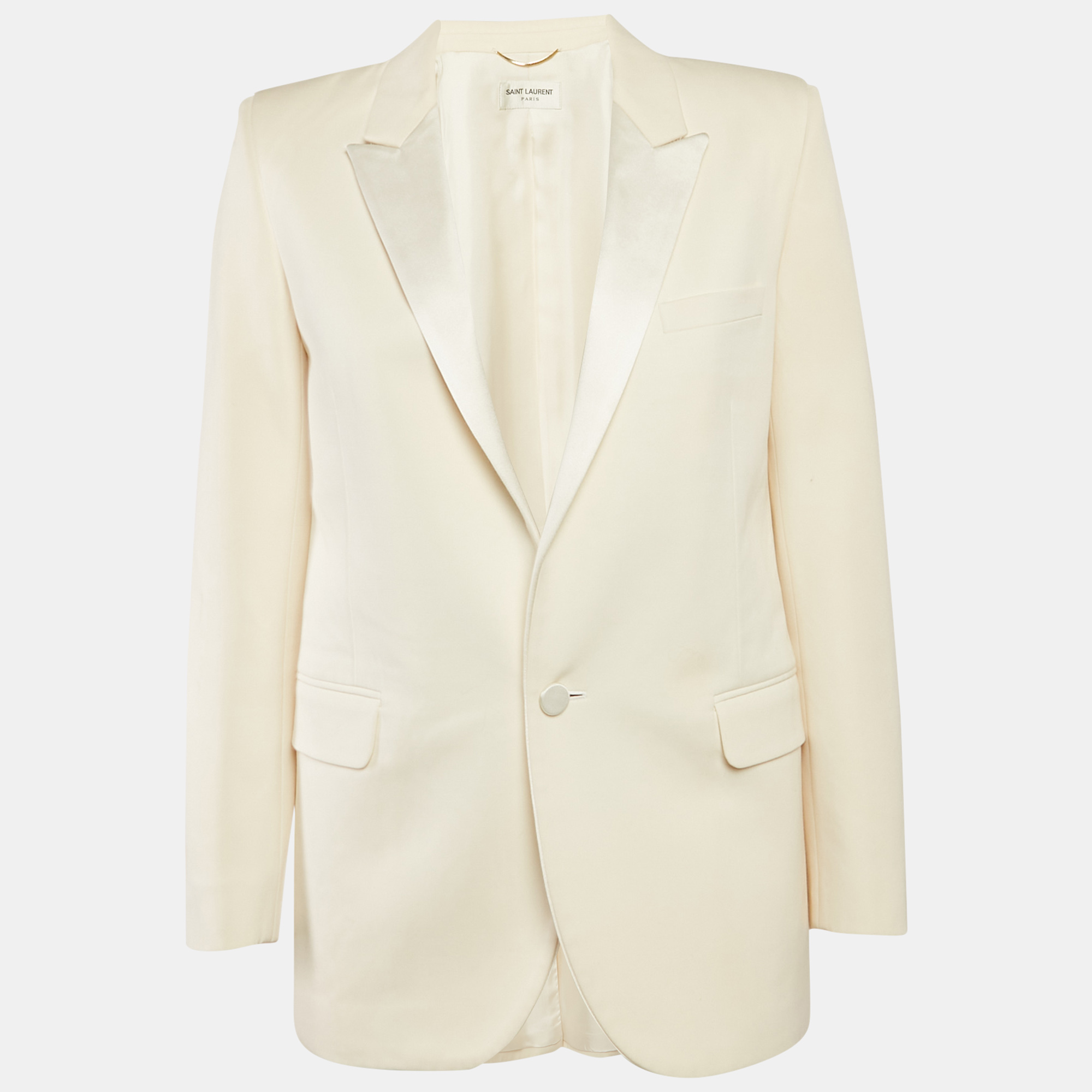 

Saint Laurent Cream Wool Single-Breasted Blazer S