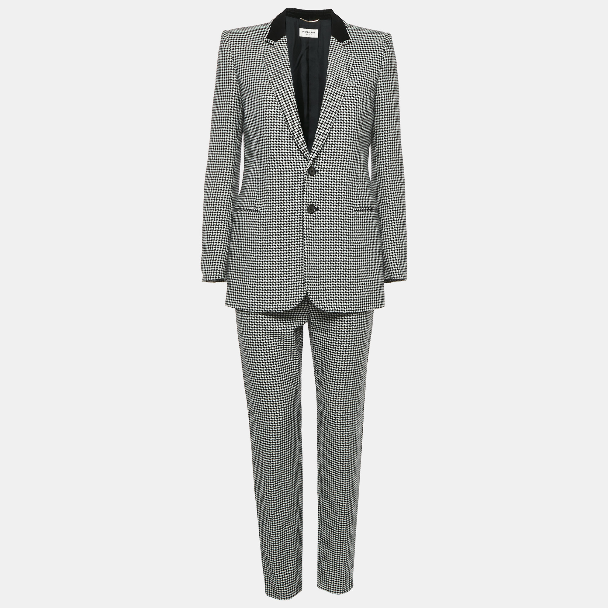 

Saint Laurent Black/White Houndstooth Wool Suit M