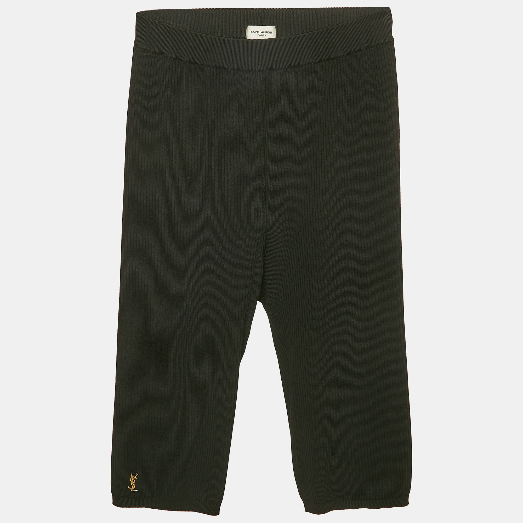 

Saint Laurent Paris Black Rib Knit Shorts S