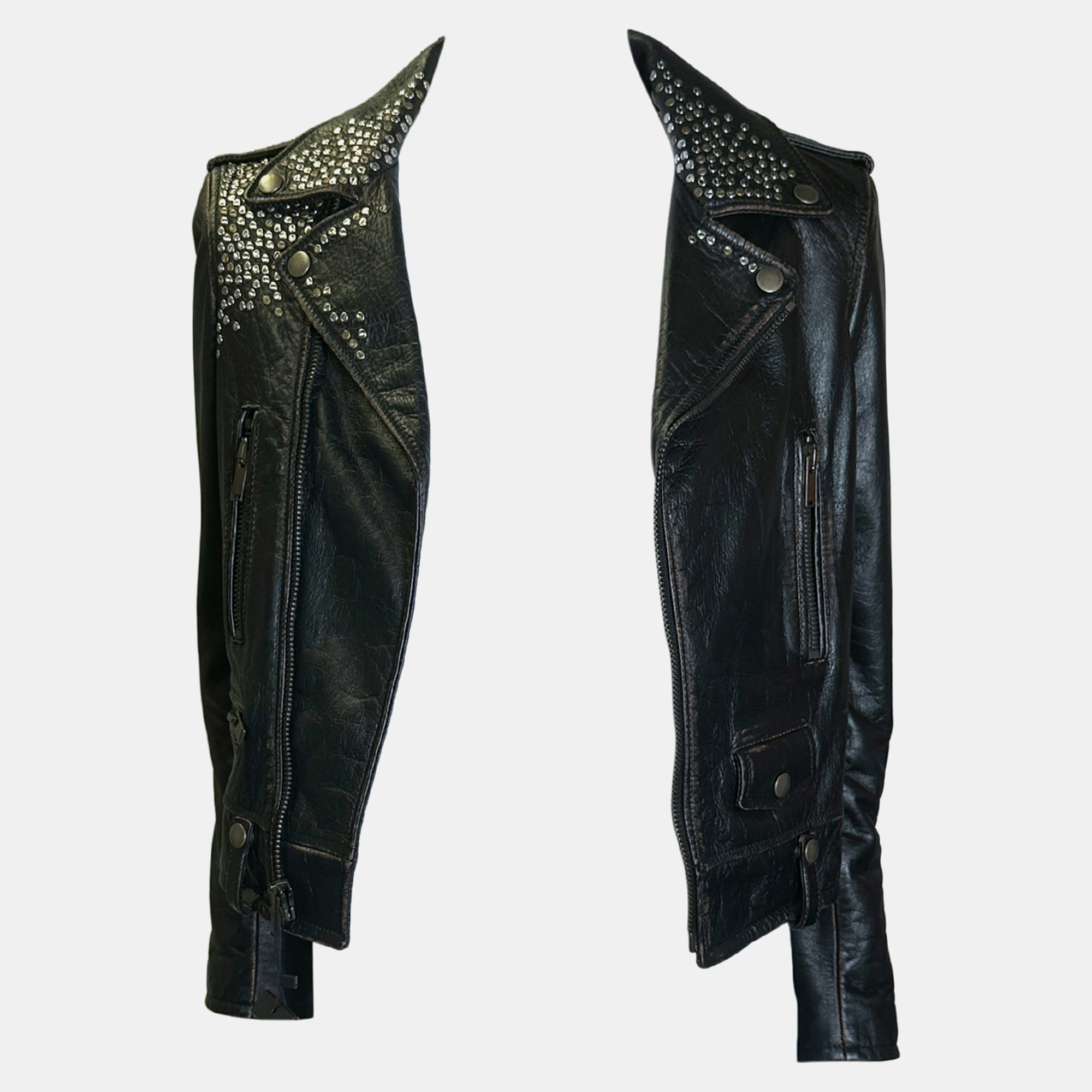 

Black Leather Jacket with Studs