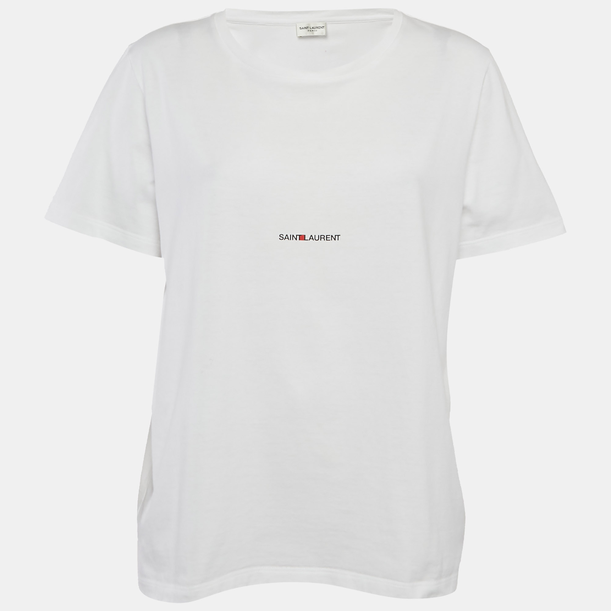 

Saint Laurent White Logo Print Jersey T-Shirt L