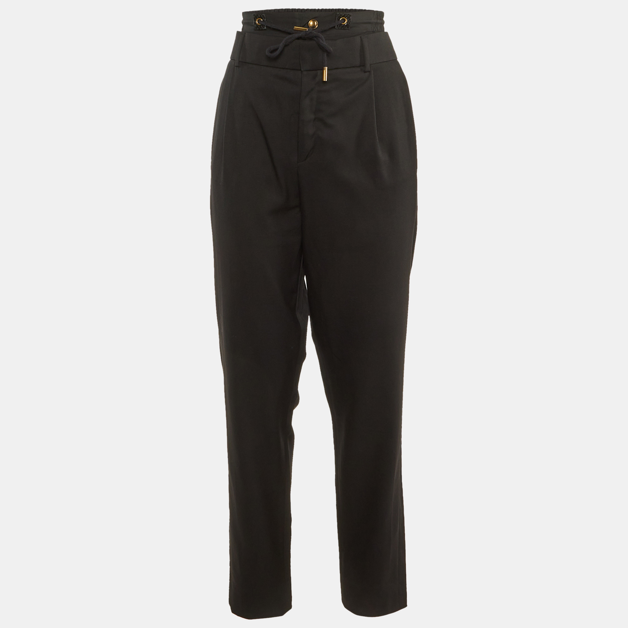 

Saint Laurent Black Wool Elasticated Waist Detail Pants L