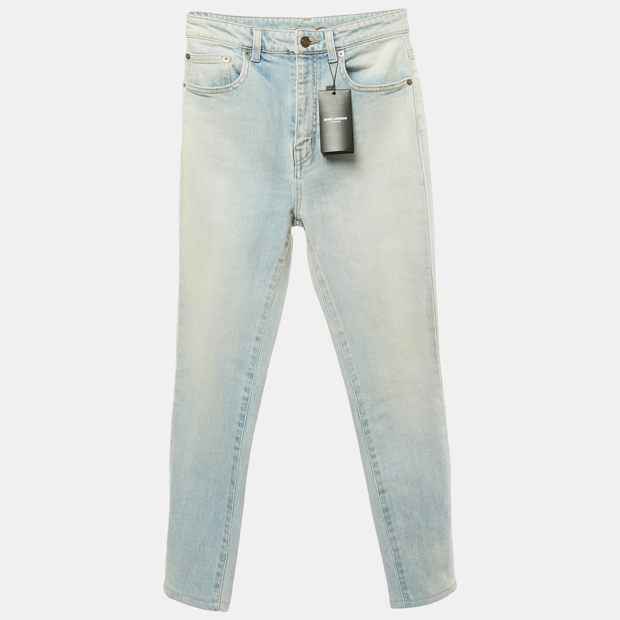 

Saint Laurent Light Blue Faded Denim Skinny Jeans M Waist 27"