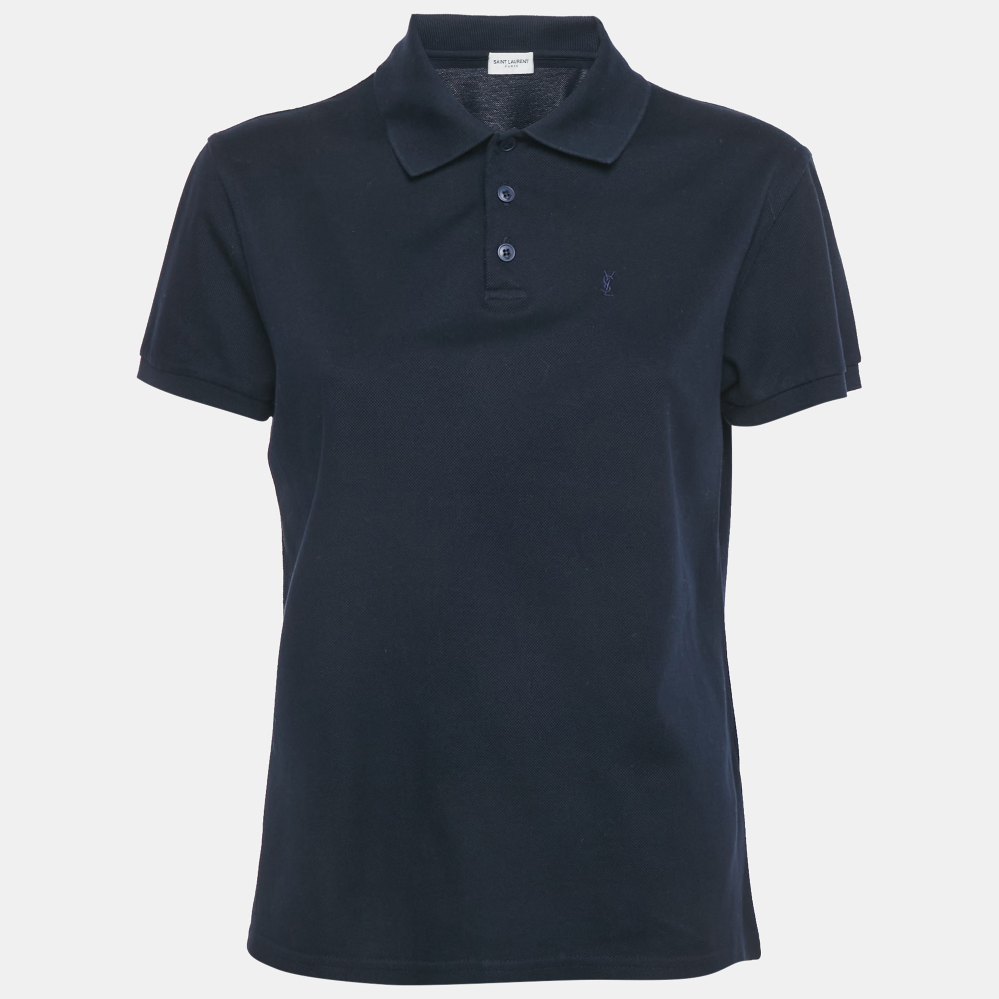 

Saint Laurent Paris Navy Blue Cotton Pique Polo T-Shirt XS