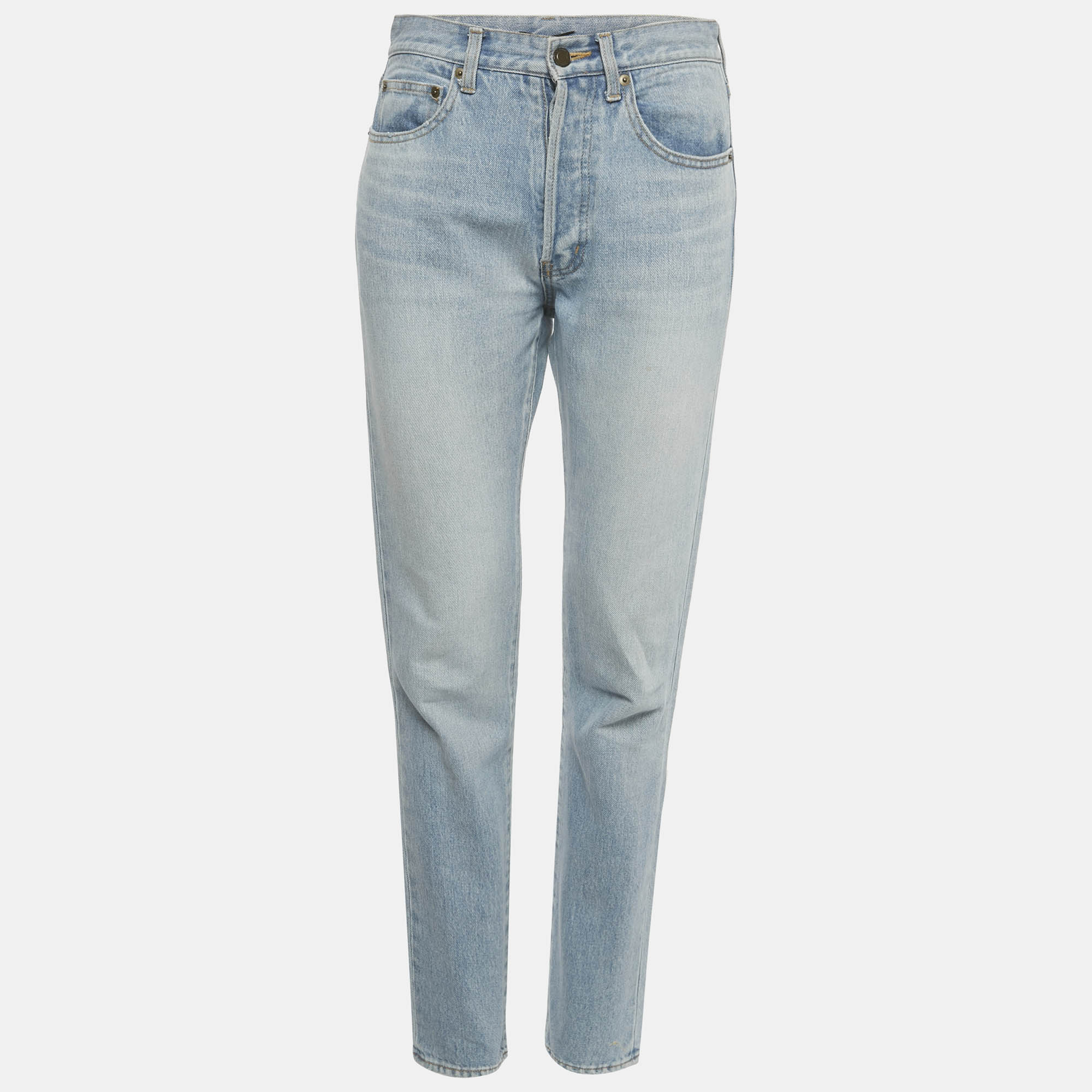 Pre-owned Saint Laurent Blue Faded Denim Skinny Jeans M Waist 28"