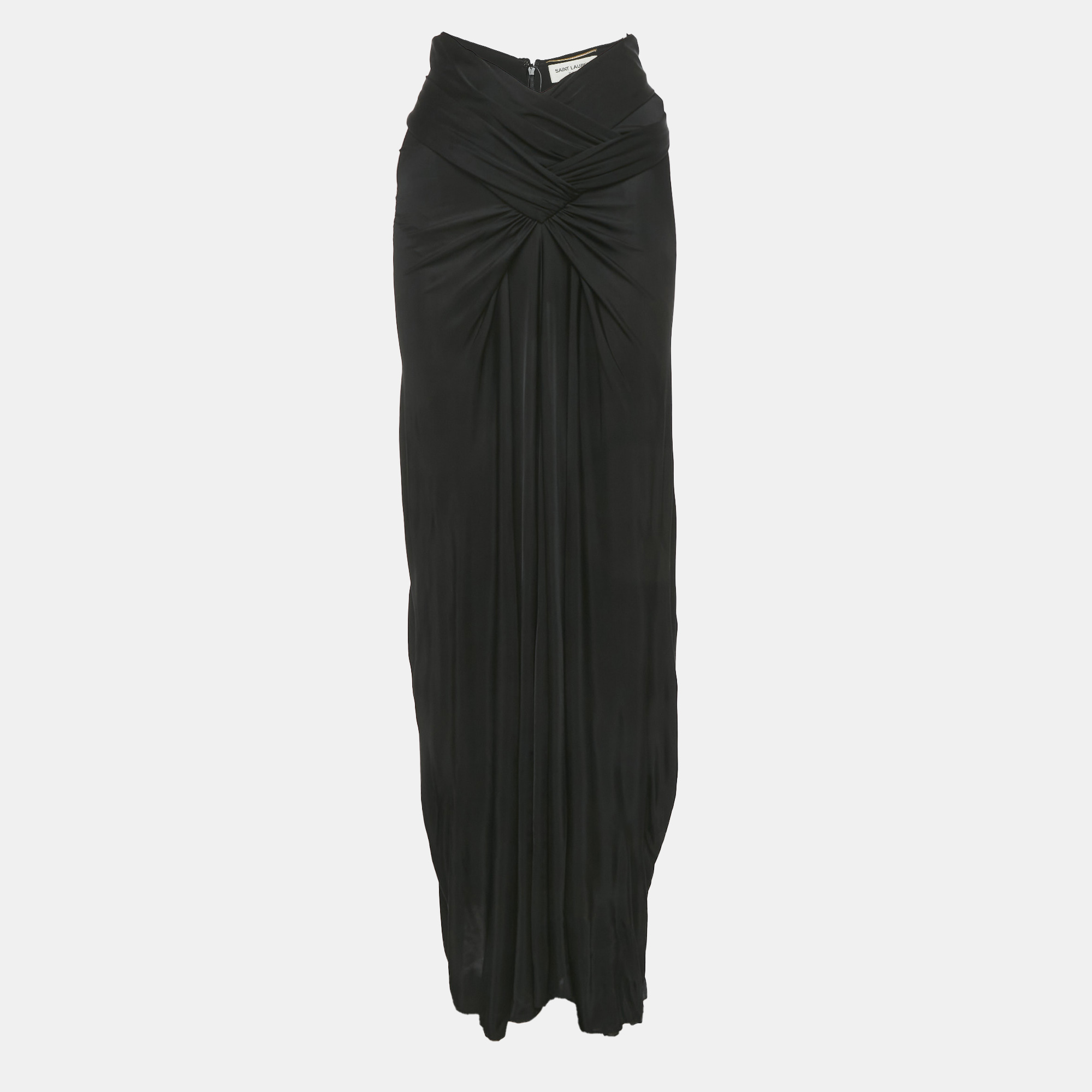 

Saint Laurent Black Jersey Draped Maxi Skirt S