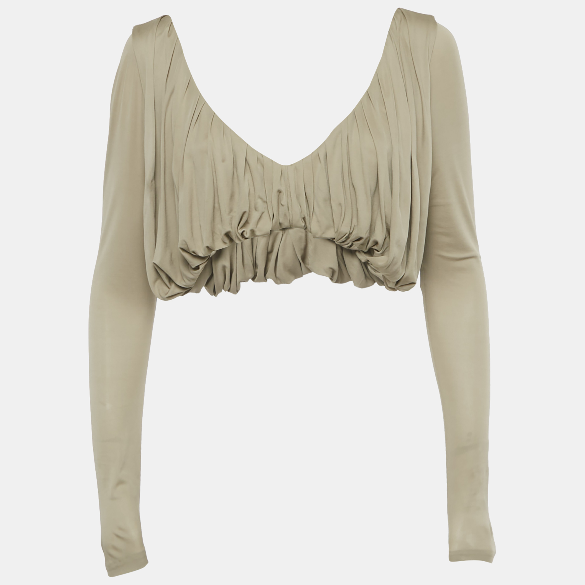 

Saint Laurent Paris Beige Draped Jersey Crop Top S
