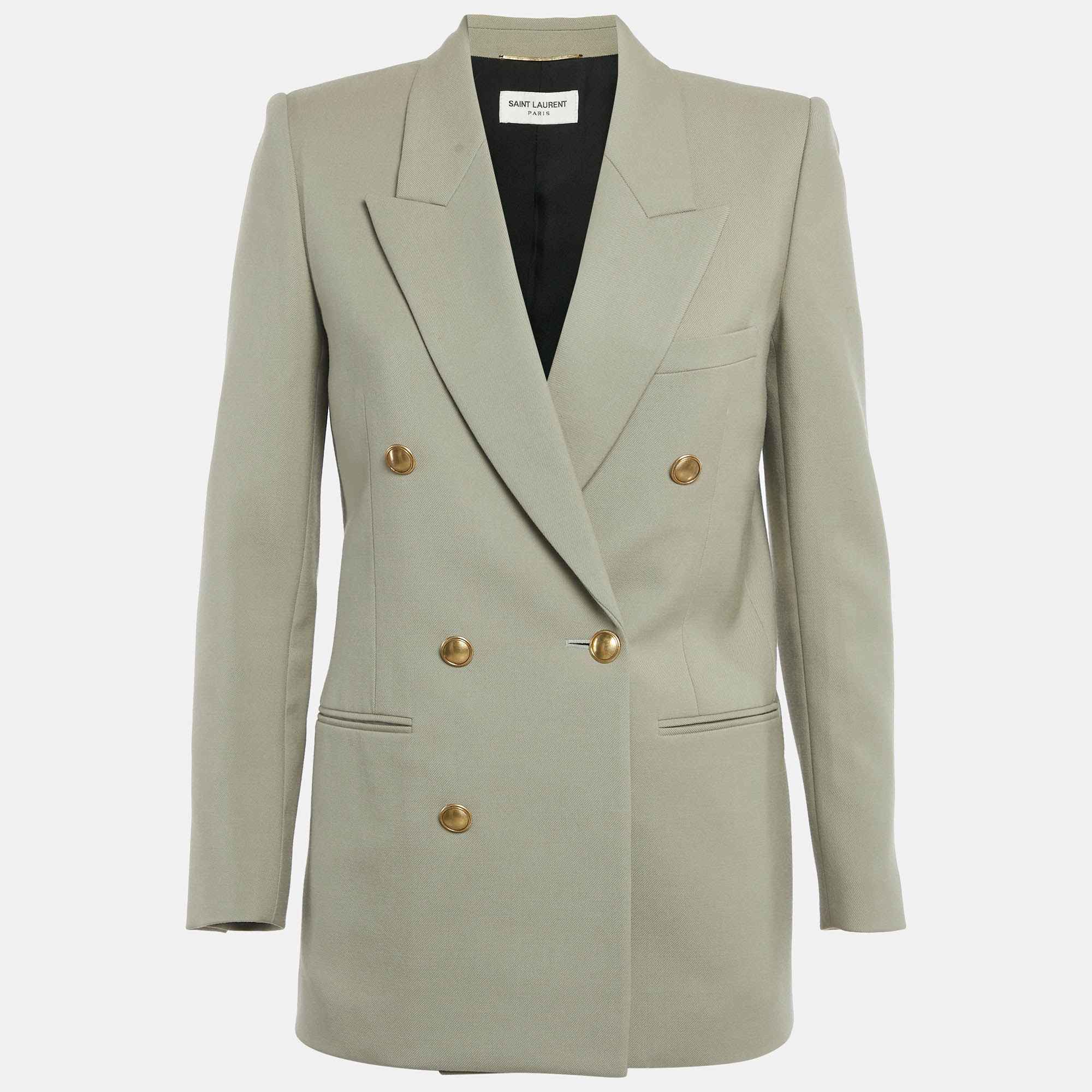 

Saint Laurent Paris Greenish Grey Wool Double Breasted Blazer S