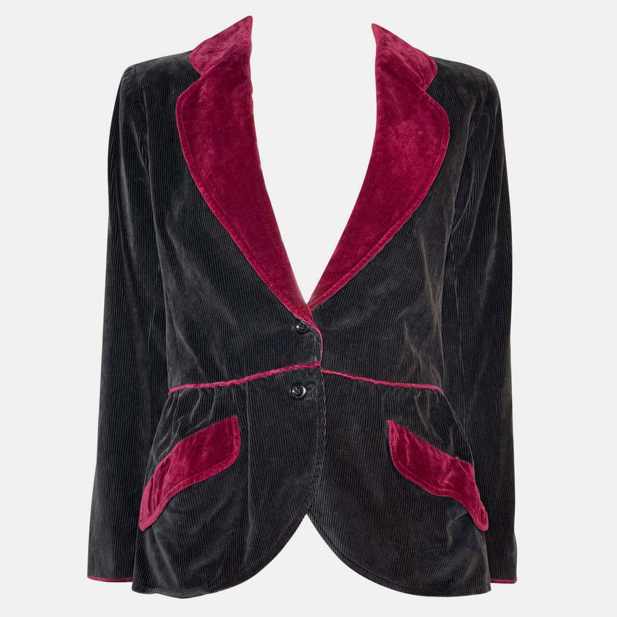 

Saint Laurent Paris Black Corduroy Peplum Balzer Size M