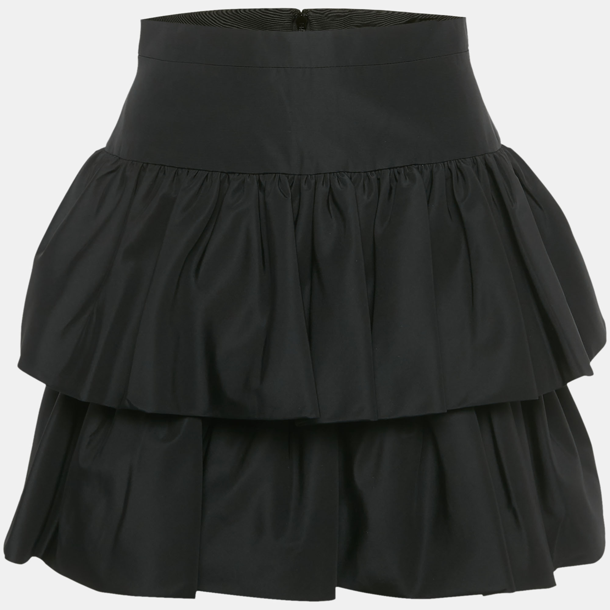 

Saint Laurent Black Silk Tiered Ruffle Mini Skirt M