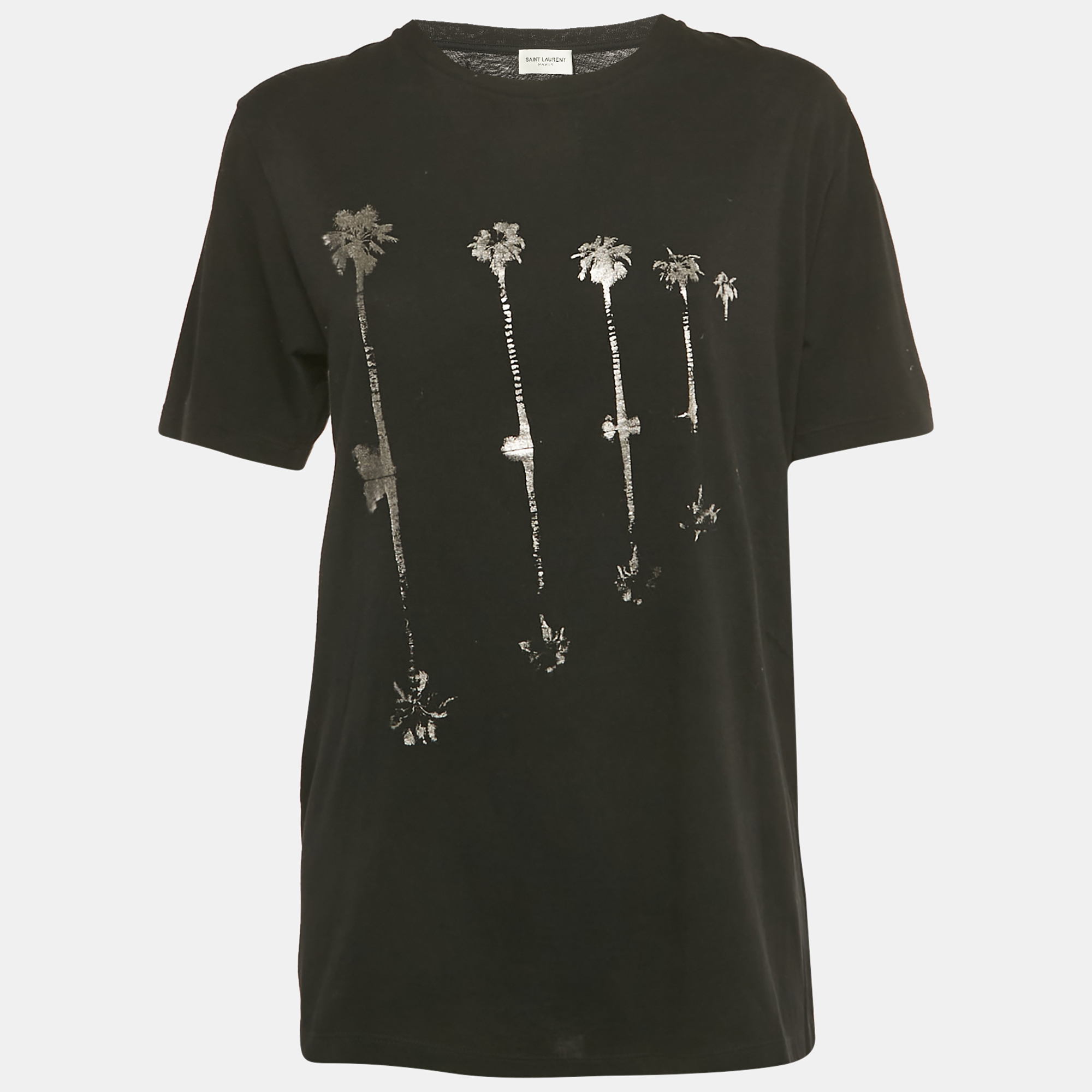 

Saint Laurent Black Foil Print Jersey T-Shirt XS