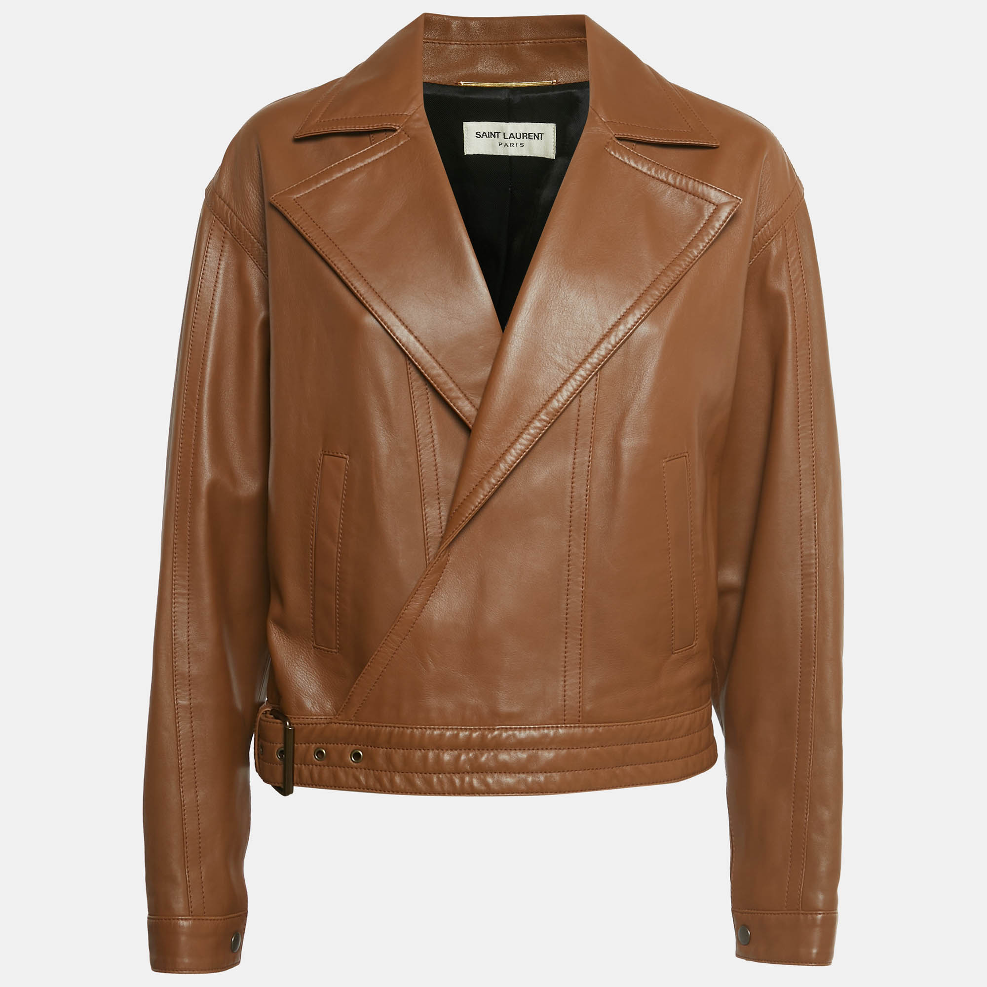 

Saint Laurent Paris Brown Leather Jacket M