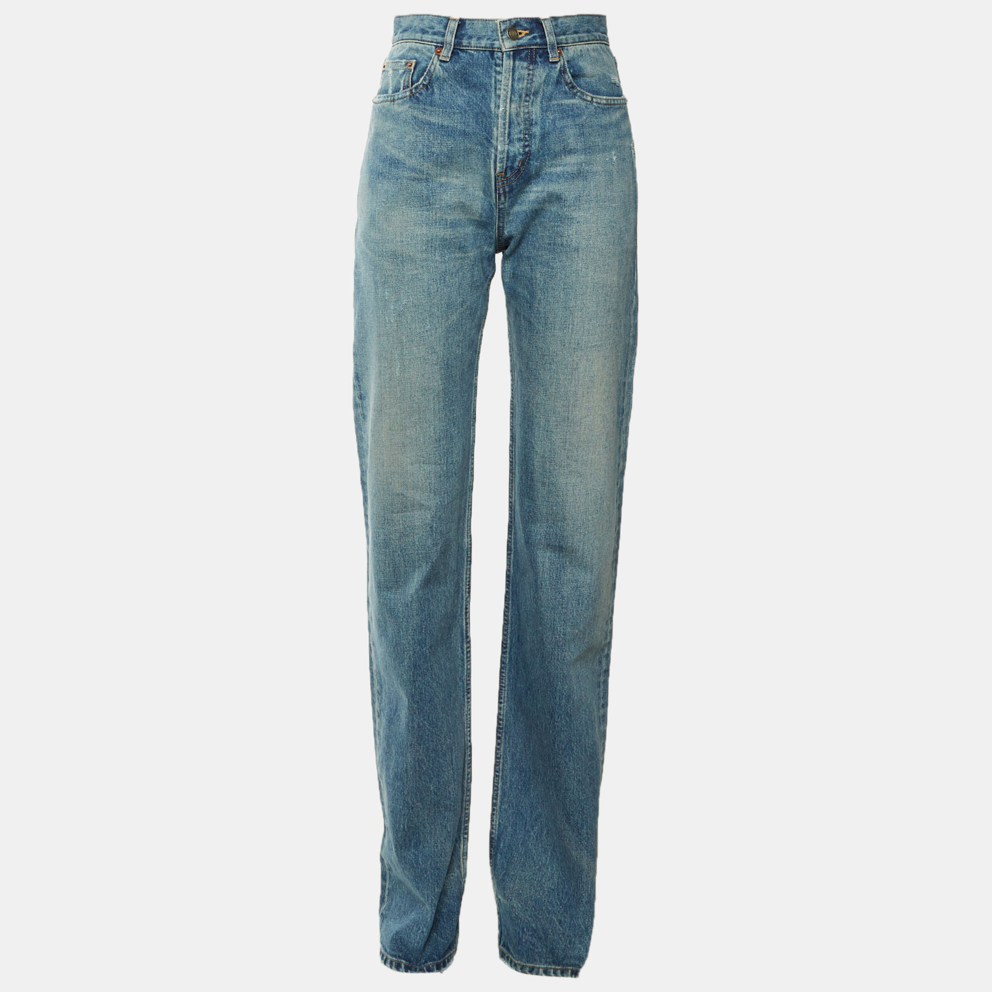 

Saint Laurent Paris Blue Distressed Denim Jeans S Waist 27"