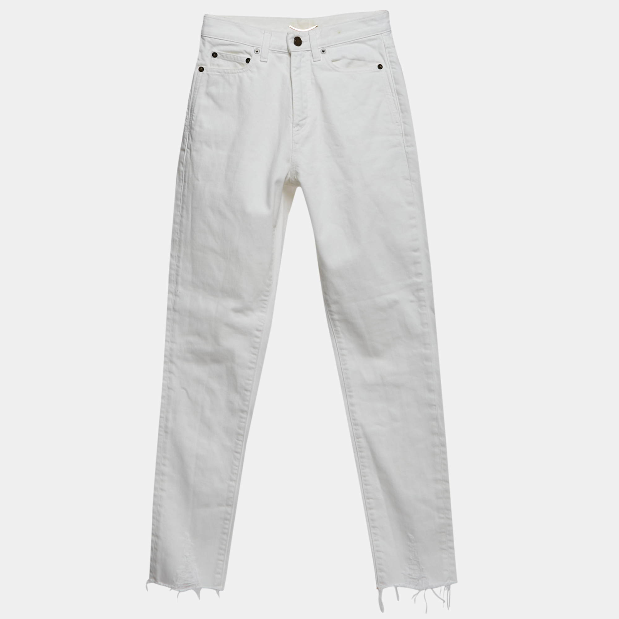 

Saint Laurent White Denim Straight Fit Jeans S/Waist 25"