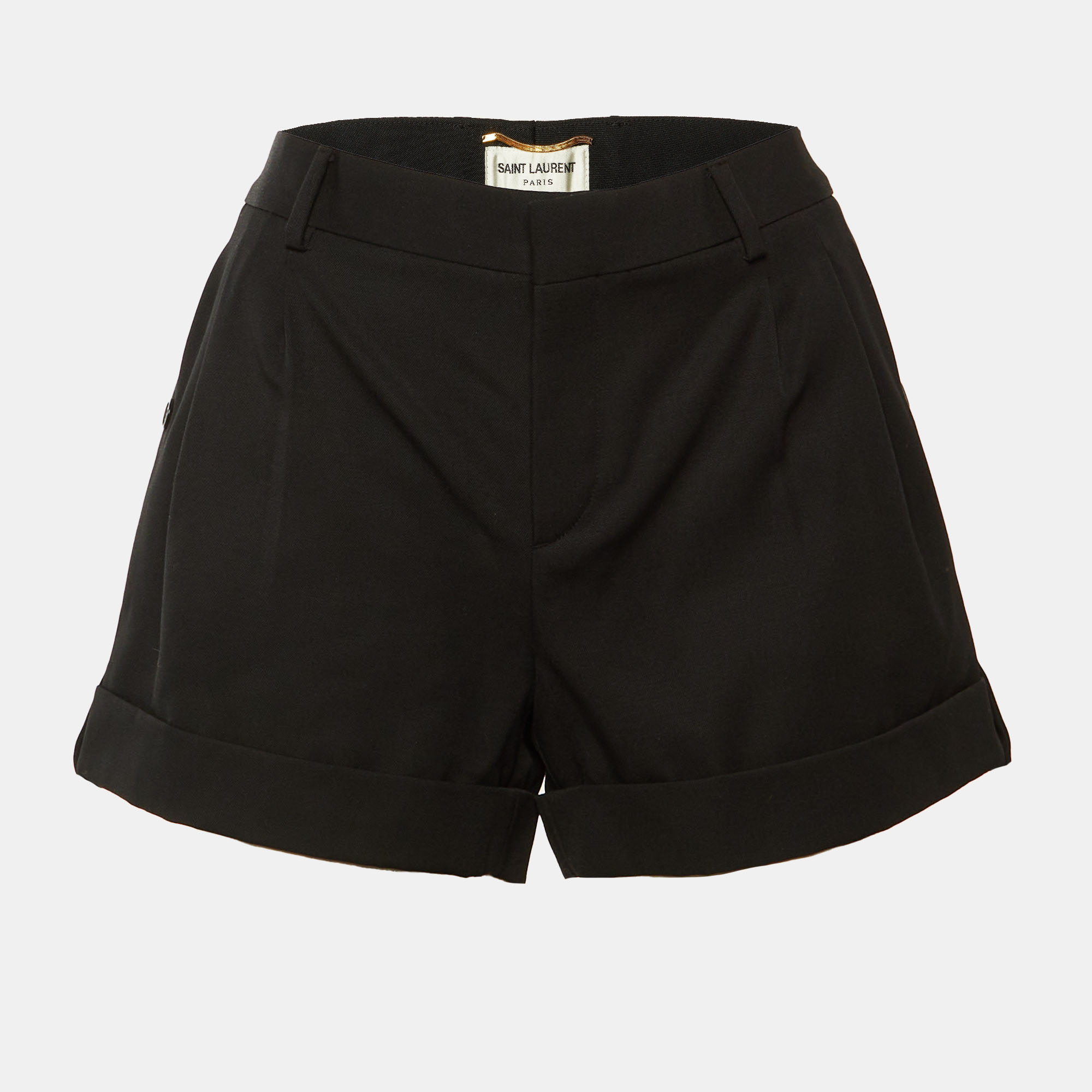 Pre-owned Saint Laurent Black Wool Shorts M