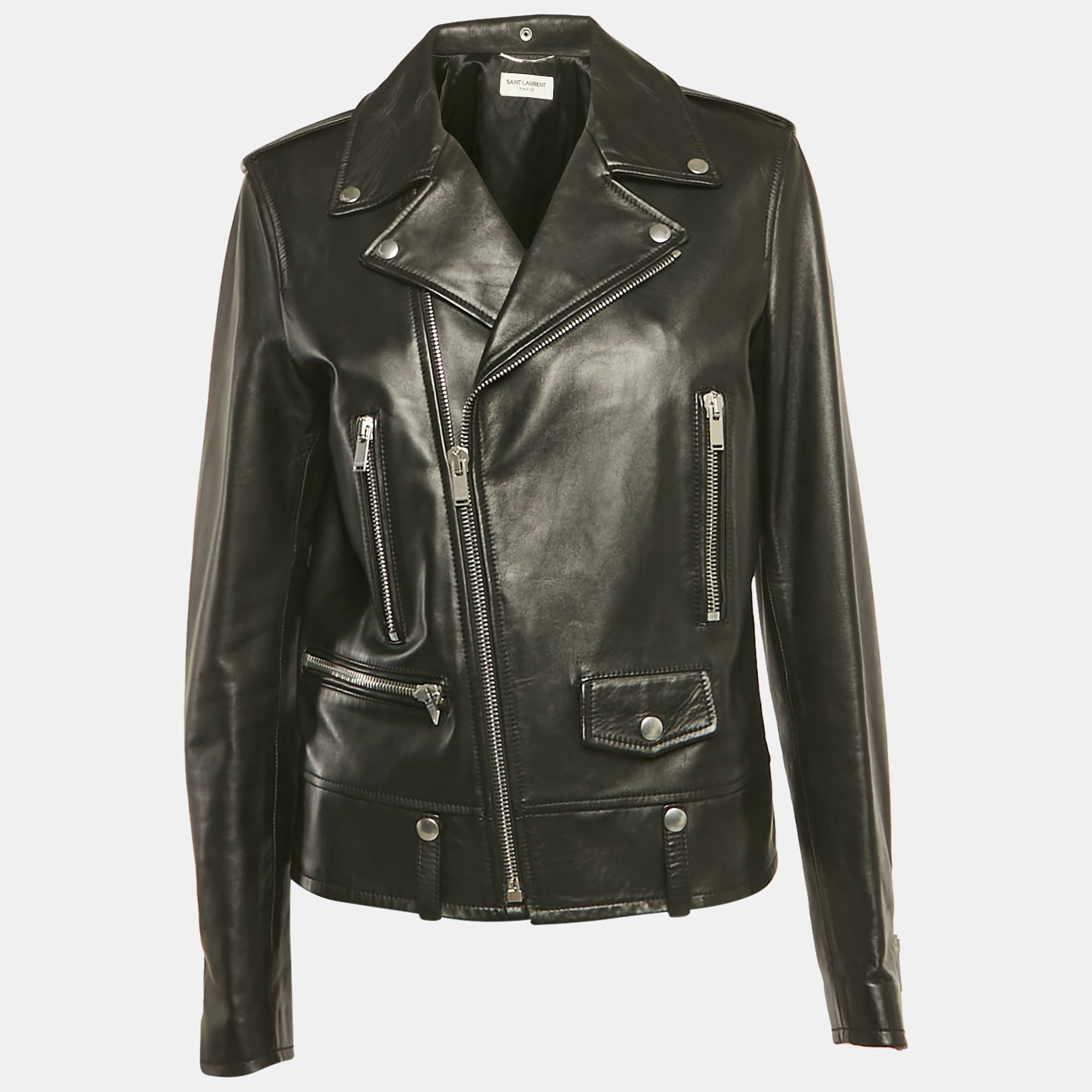 

Saint Laurent Black Leather Biker Jacket M