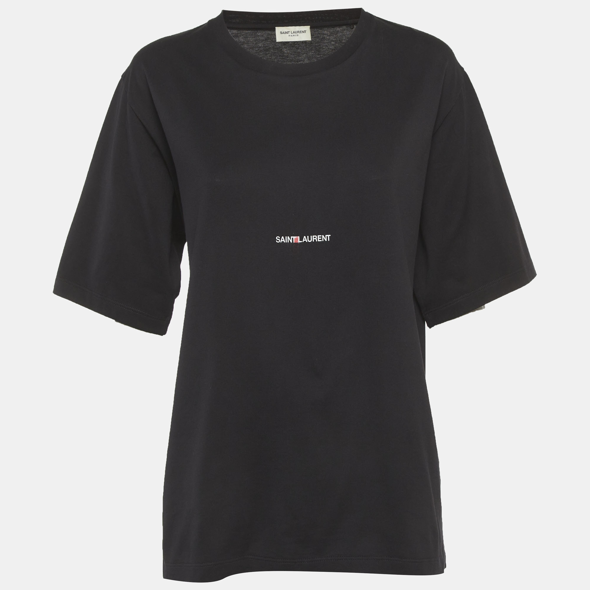 

Saint Laurent Paris Black Logo Print Jersey T-Shirt L