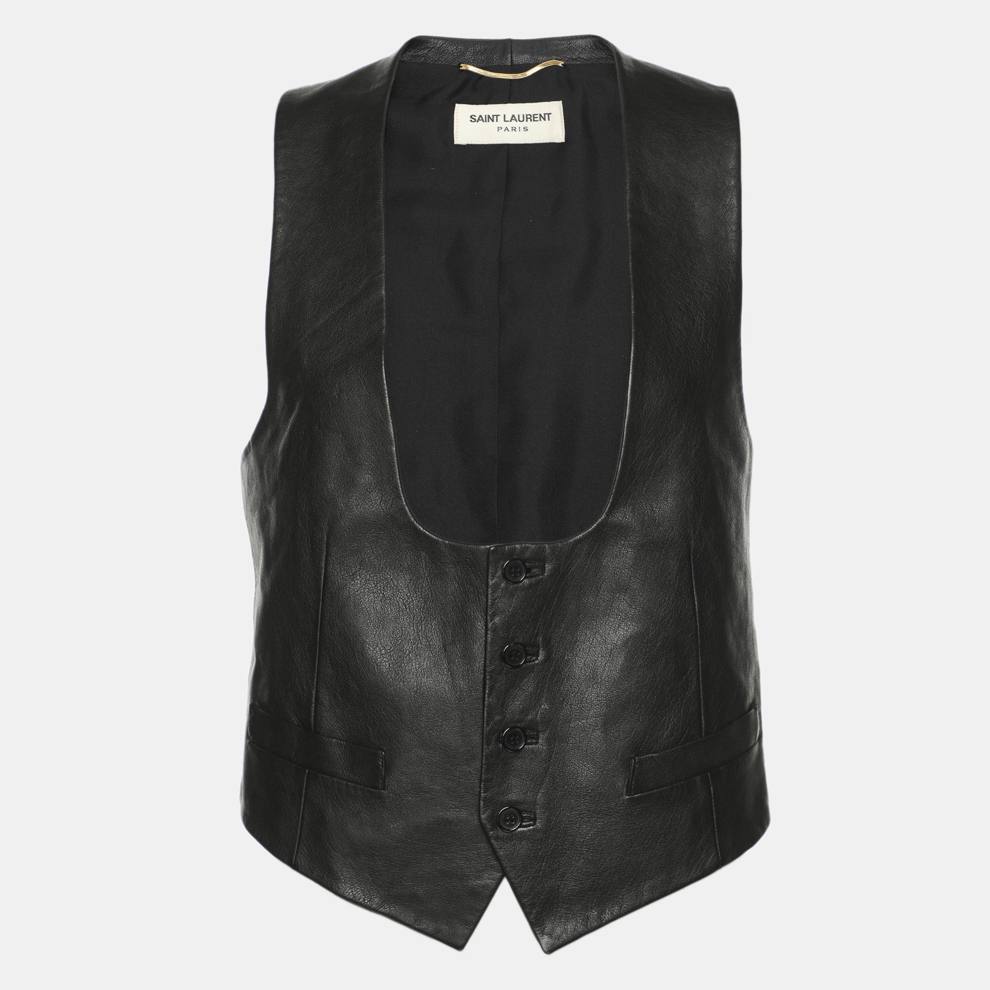 

Saint Laurent Black Leather Vest M
