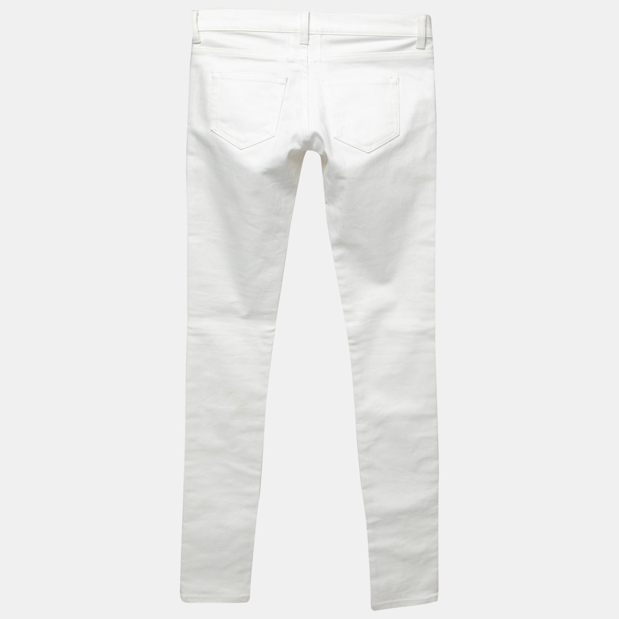 

Saint Laurent Paris White Cotton Stretch Denim Skinny Jeans