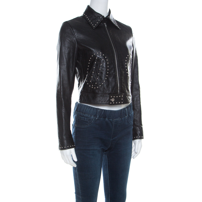 

Saint Laurent Paris Black Leather Studded Biker Jacket