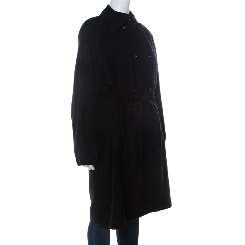 

Yves Saint Laurent Edition 24 Black Mohair Blend Drawstring Waist Coat