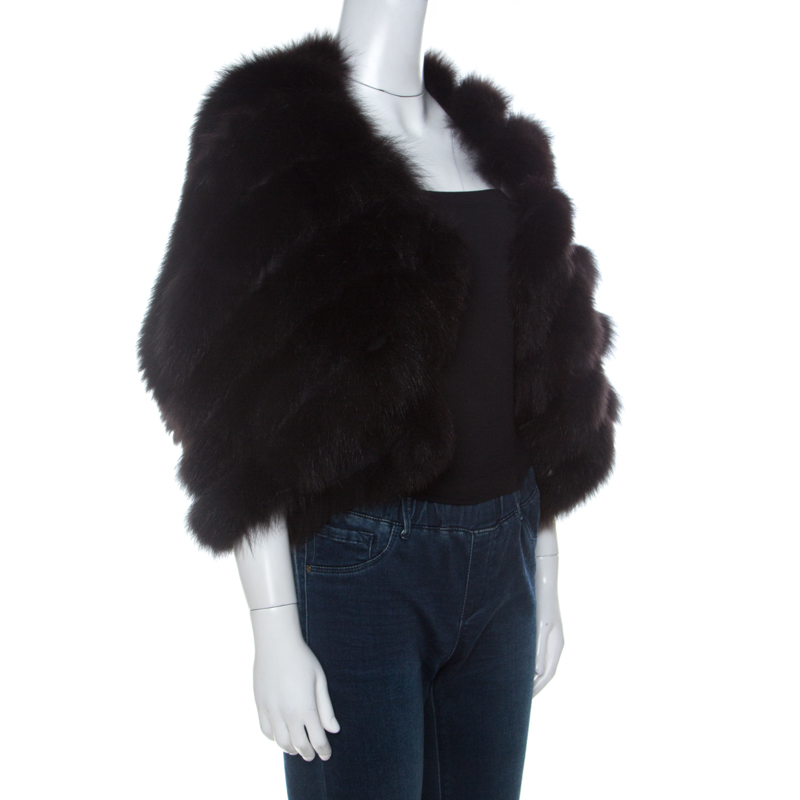 

Saint Laurent Paris Edition Soir Black Fox Fur Bolero