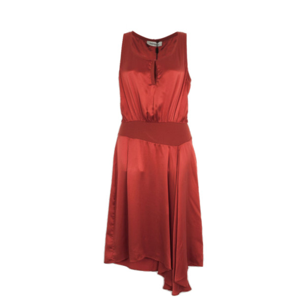Pre Owned Yves Saint Laurent Ruched Evening Silk Dress M