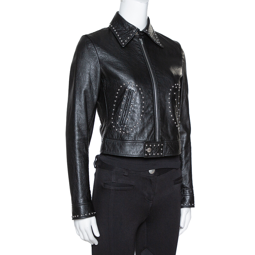 

Saint Laurent Paris Black Studded Leather Biker Jacket