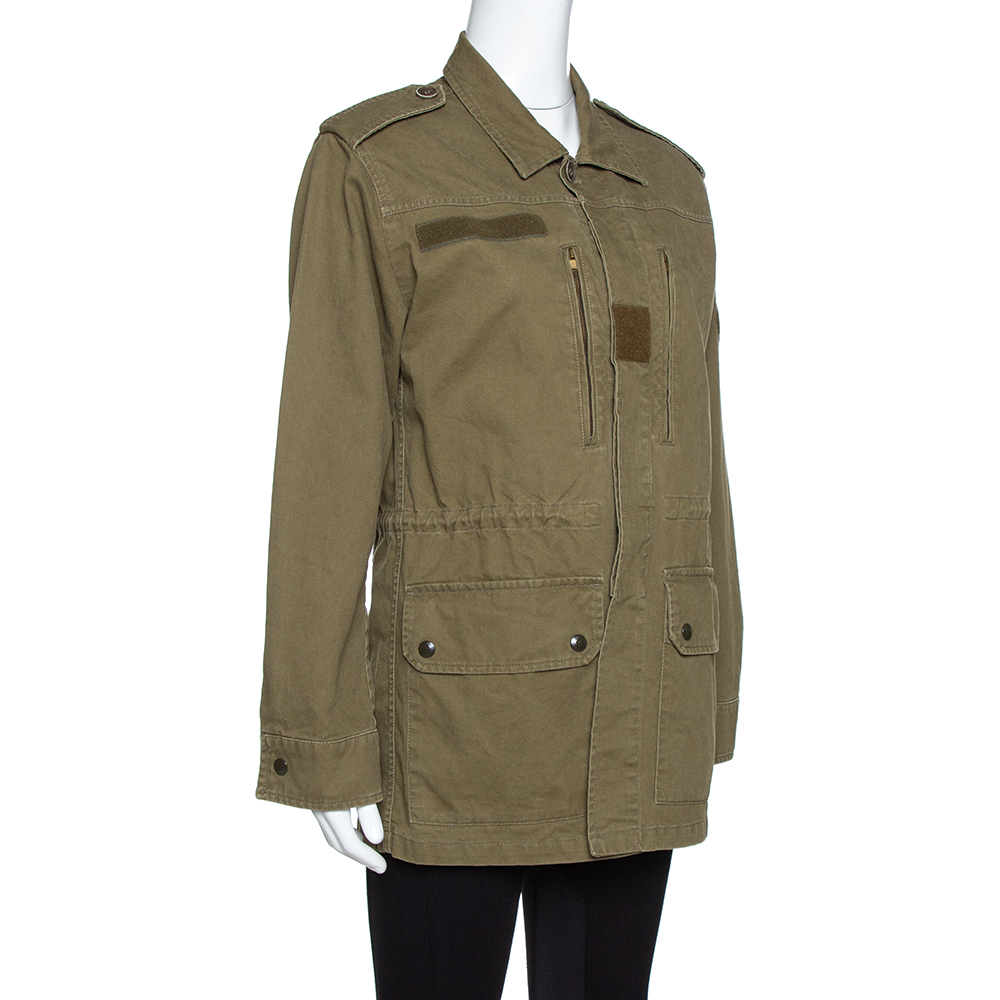 

Saint Laurent Paris Green Cotton & Linen Military Jacket