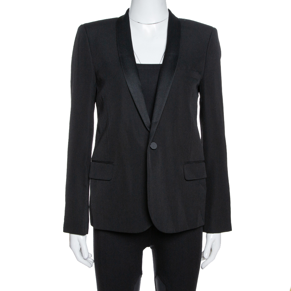 Saint Laurent Paris Black Wool Tuxedo Blazer M