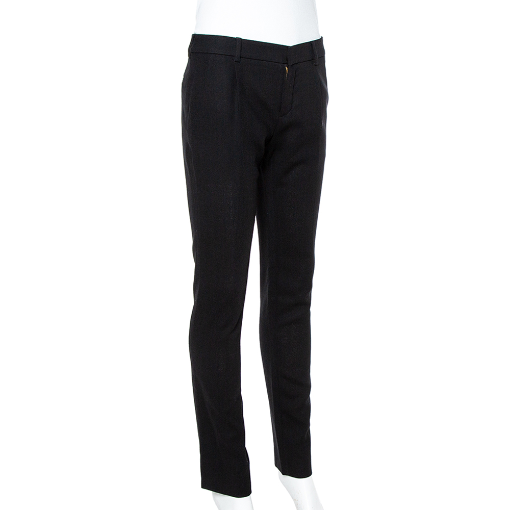 

Saint Laurent Paris Black Wool Crepe Tailored Trousers