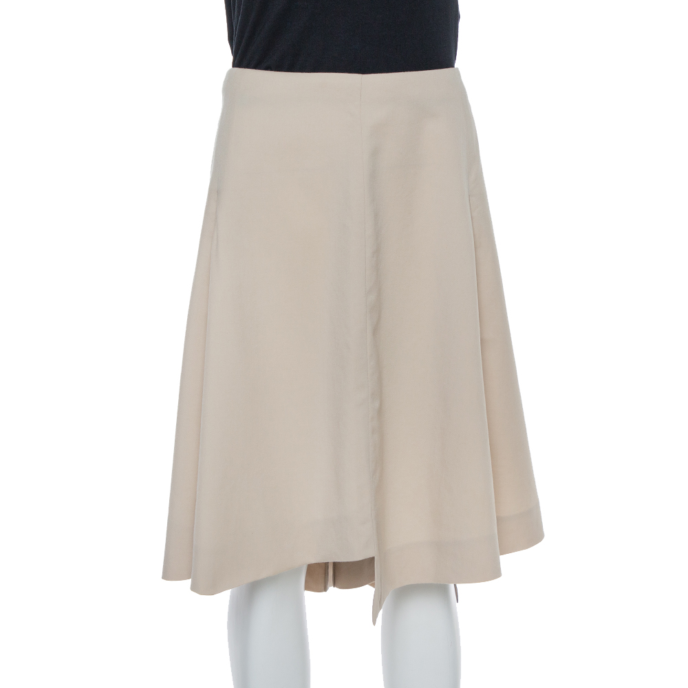 

Saint Laurent Paris Ecru Wool Asymmetrical Short Skirt L, Beige