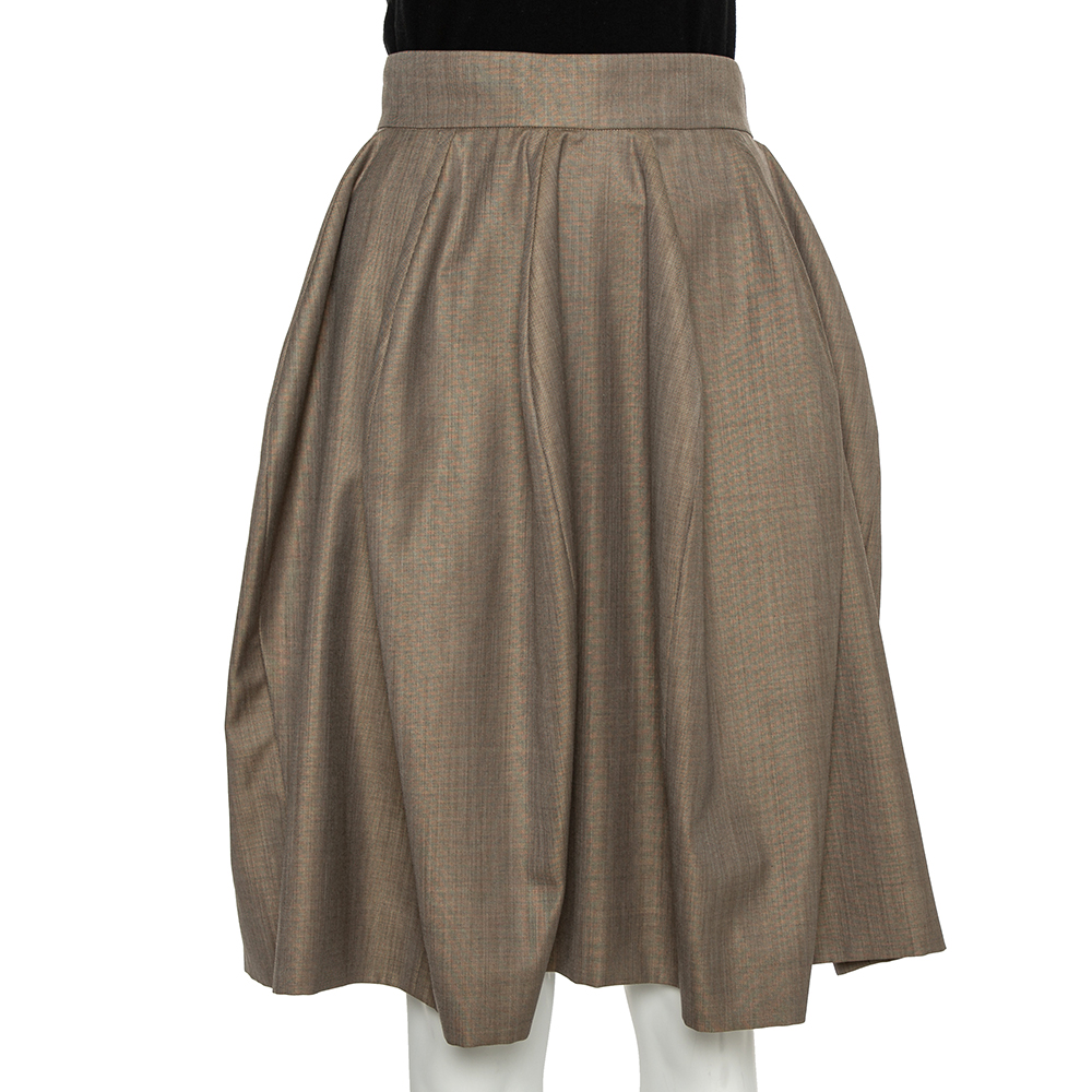 Pre-owned Saint Laurent Yves  Beige Wool & Silk A-line Skirt S