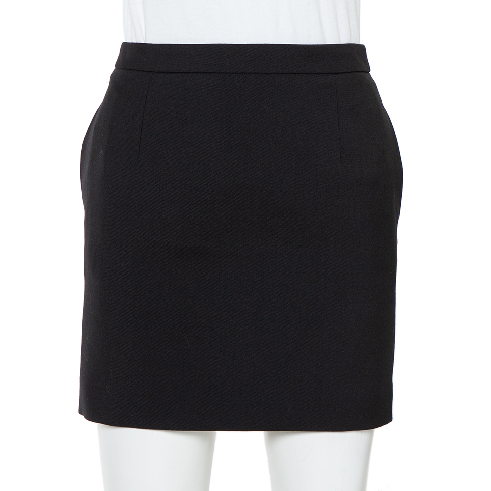 Pre-owned Saint Laurent Black Wool Mini Skirt S