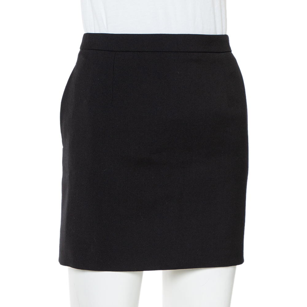 

Saint Laurent Paris Black Wool Mini Skirt