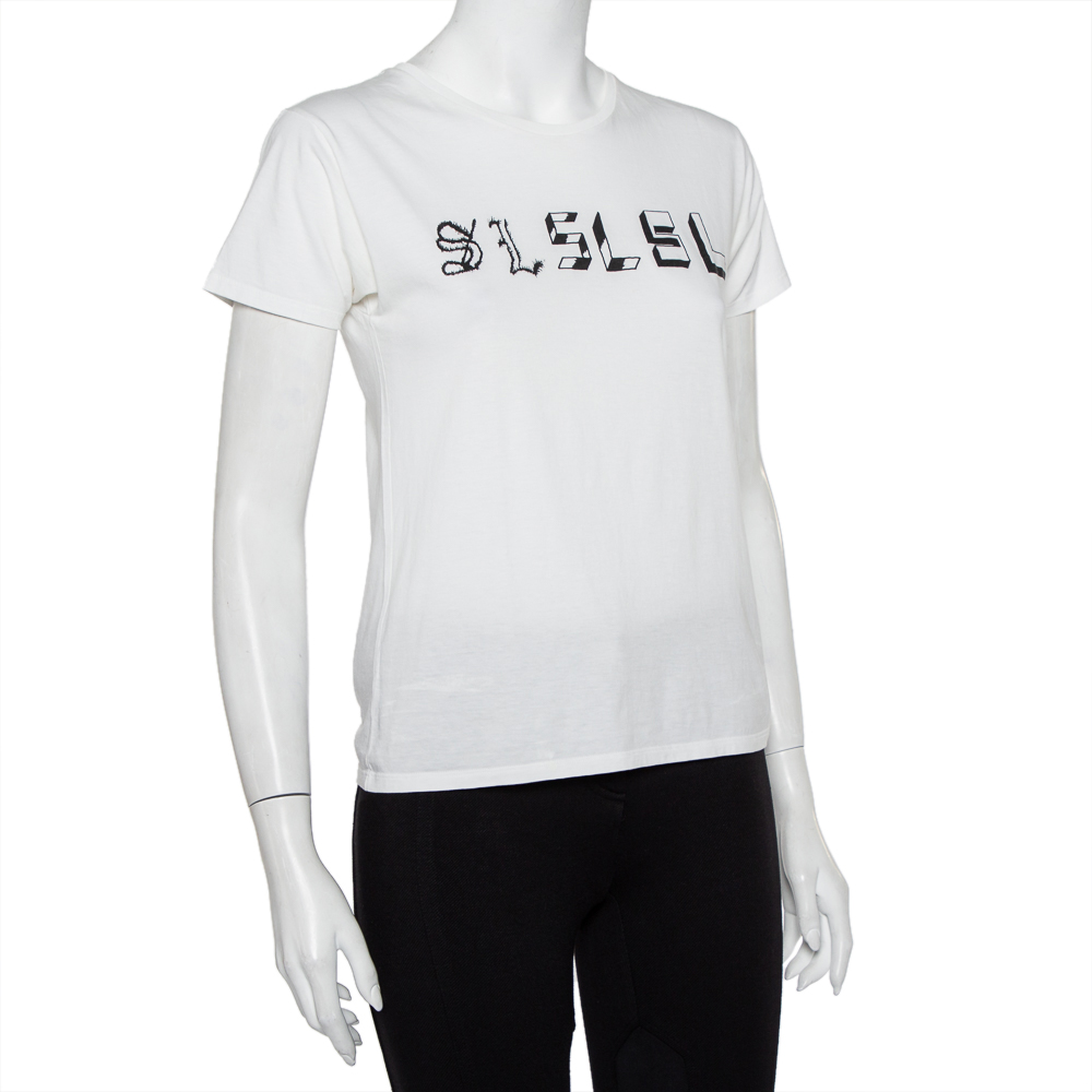 

Saint Laurent Paris White Cotton Logo Printed T-Shirt