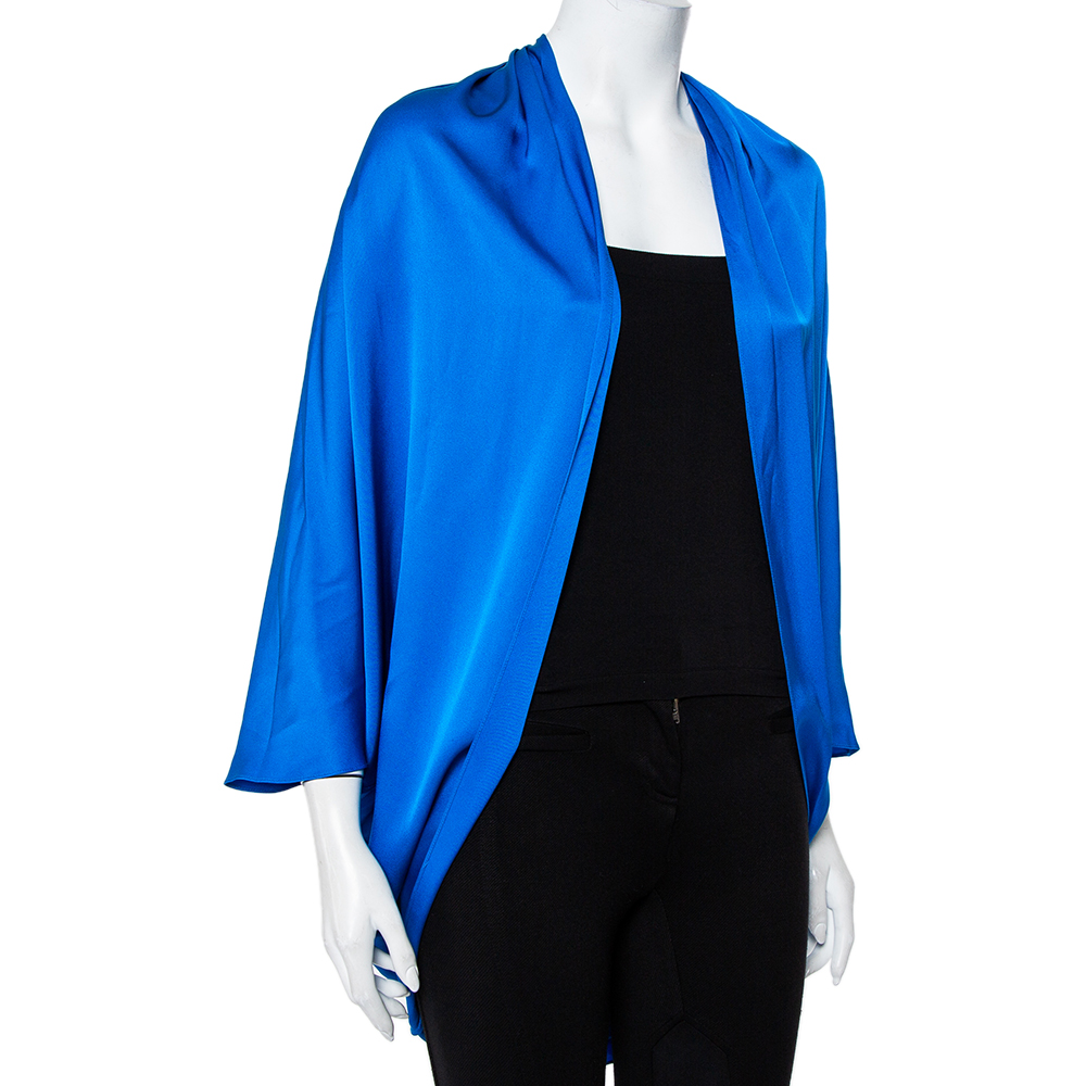 

Yves Saint Laurent Edition Soir Blue Silk Satin Open Front Shrug